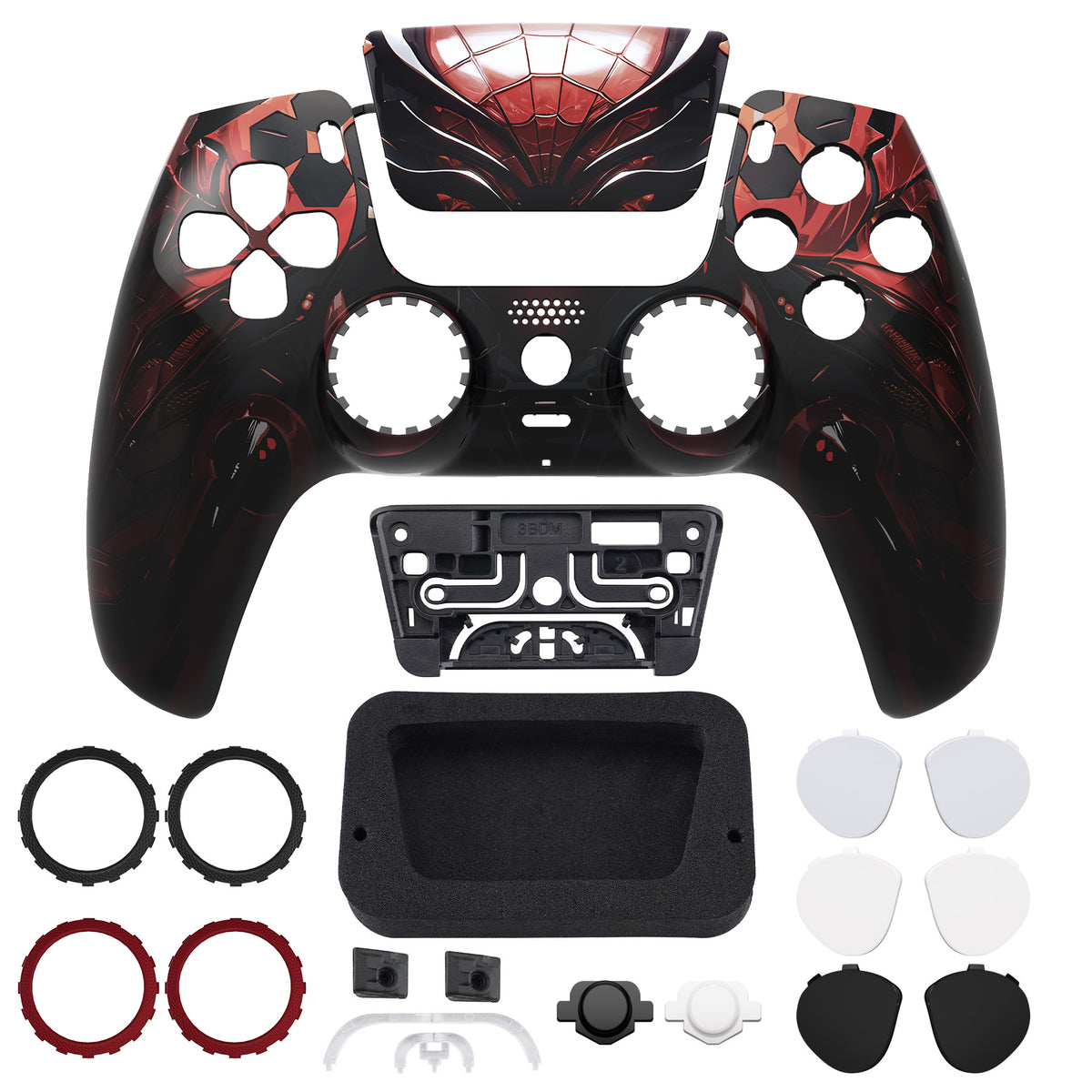 eXtremeRate LUNA Redesigned Replacement Front Shell with Touchpad Compatible with PS5 Controller BDM-010/020/030/040/050/060 - Spider Armor