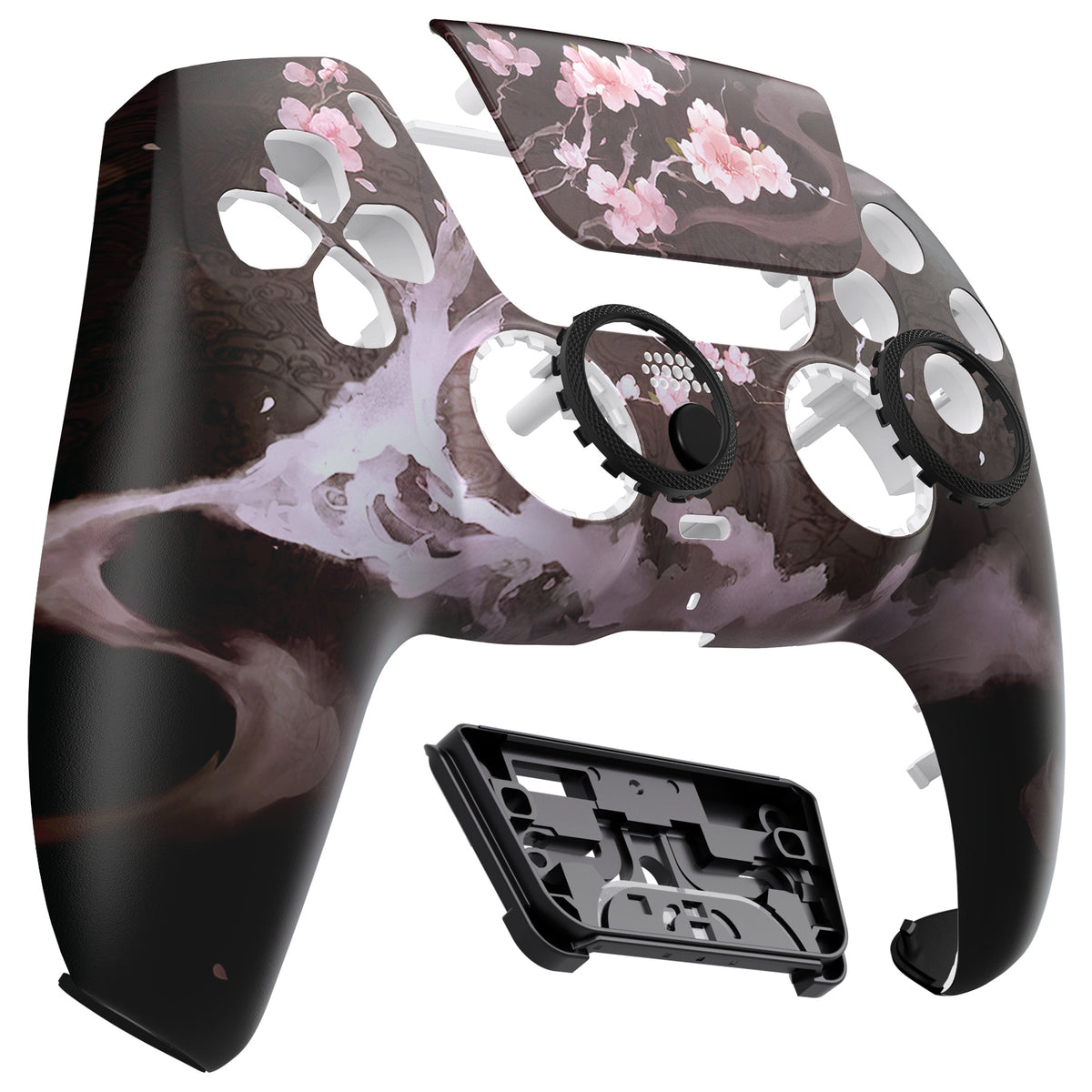 eXtremeRate LUNA Redesigned Replacement Front Shell with Touchpad Compatible with PS5 Controller BDM-010/020/030/040/050/060 - Blossom In The Darkness