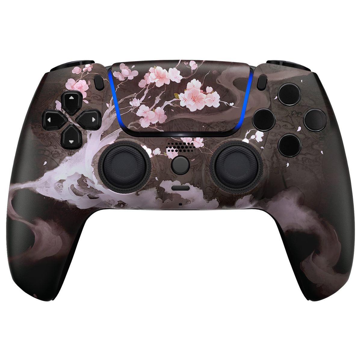 eXtremeRate LUNA Redesigned Replacement Front Shell with Touchpad Compatible with PS5 Controller BDM-010/020/030/040/050/060 - Blossom In The Darkness