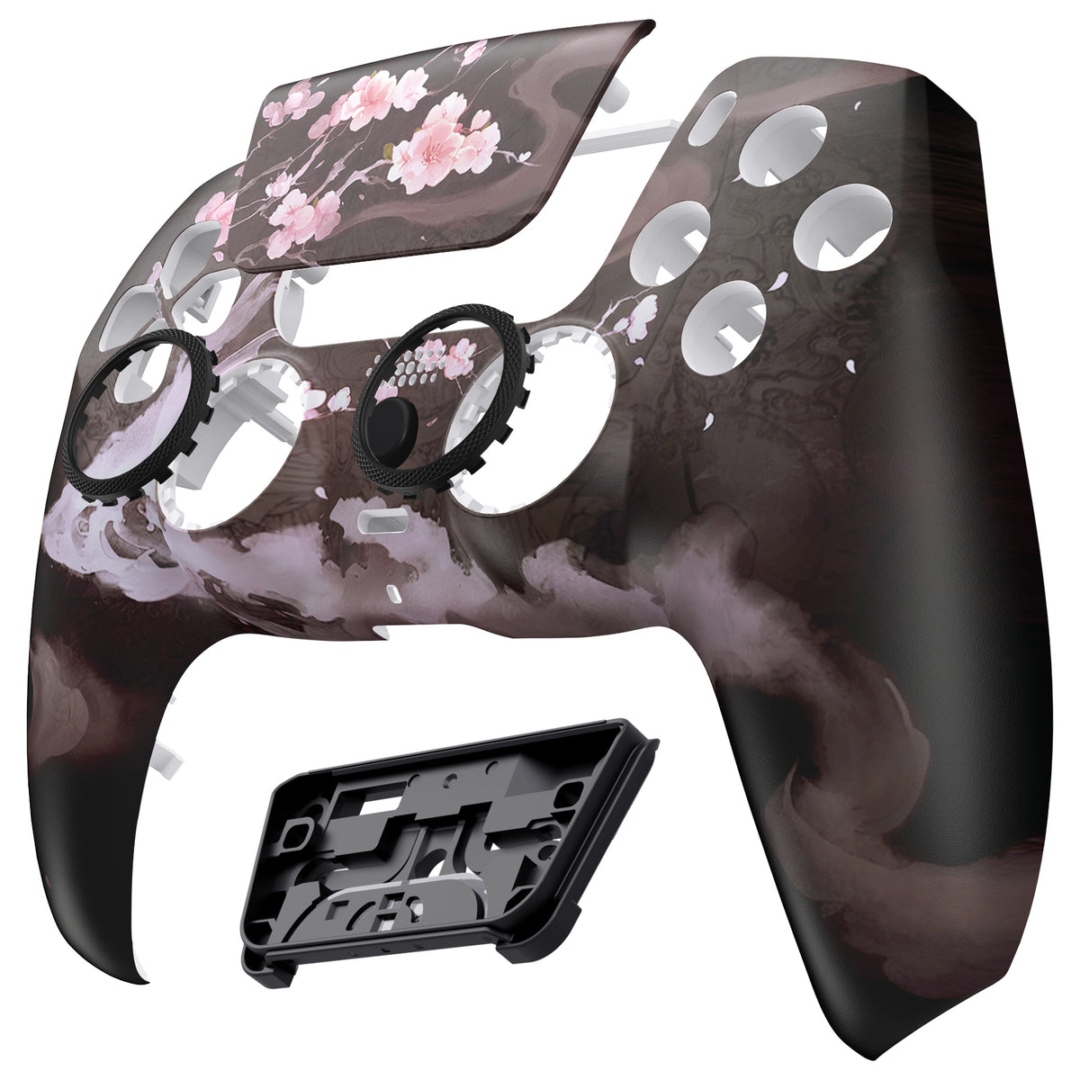 eXtremeRate LUNA Redesigned Replacement Front Shell with Touchpad Compatible with PS5 Controller BDM-010/020/030/040/050/060 - Blossom In The Darkness