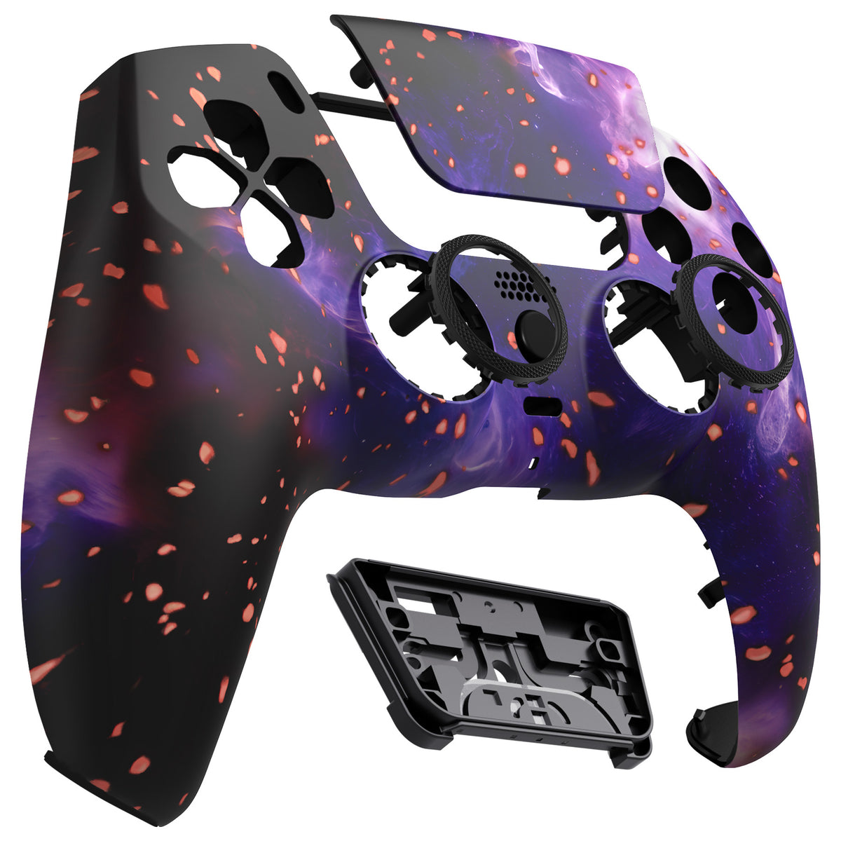 eXtremeRate LUNA Redesigned Replacement Front Shell with Touchpad Compatible with PS5 Controller BDM-010/020/030/040/050 - Glow in Dark - Cosmic Camo