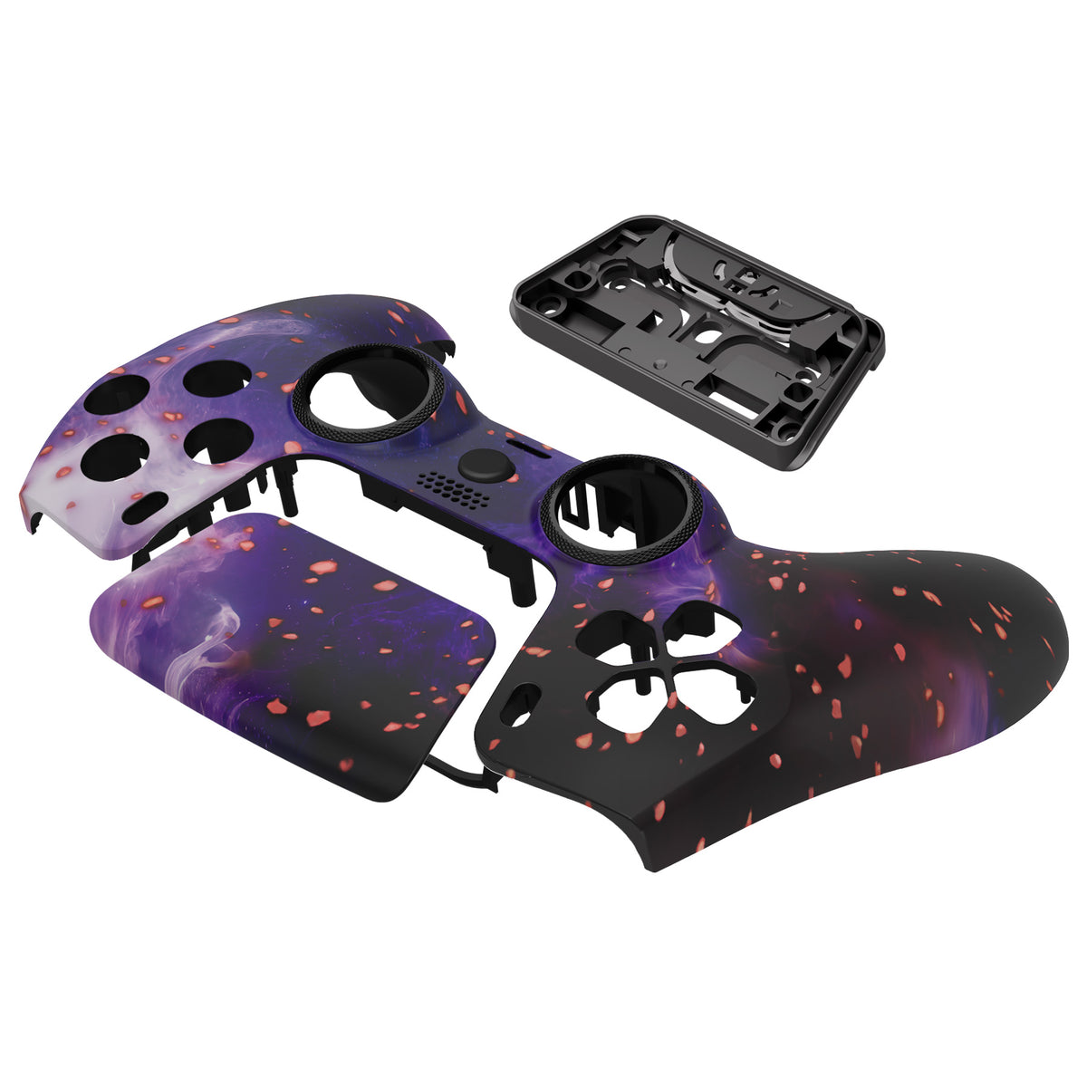 eXtremeRate LUNA Redesigned Replacement Front Shell with Touchpad Compatible with PS5 Controller BDM-010/020/030/040/050 - Glow in Dark - Cosmic Camo