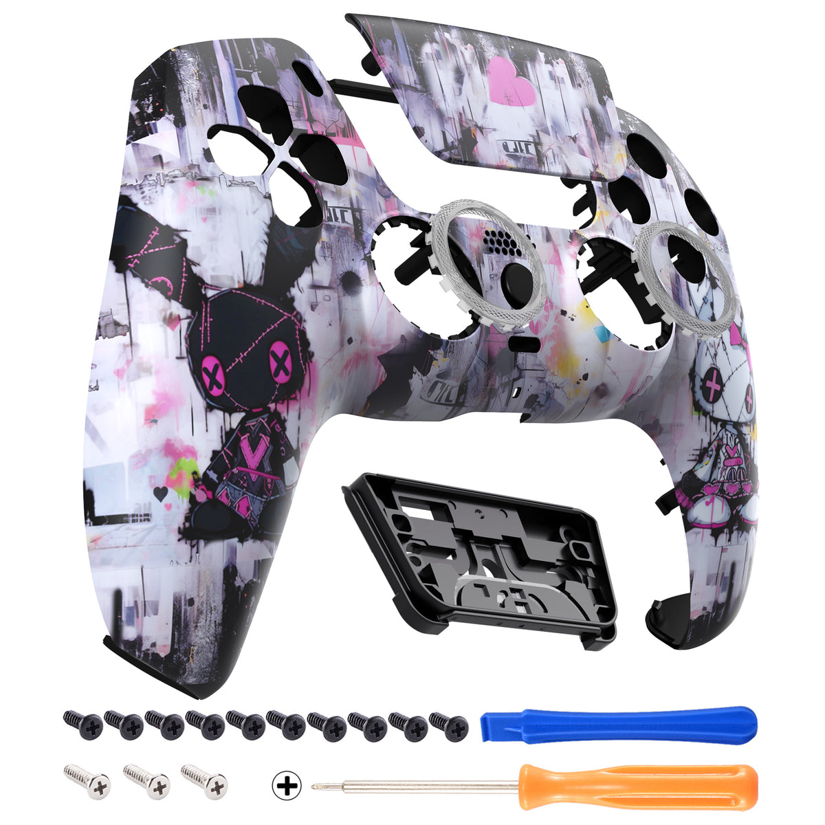 eXtremeRate LUNA Redesigned Replacement Front Shell with Touchpad Compatible with PS5 Controller BDM-010/020/030/040/050/060 - Lovely Punky Bunny