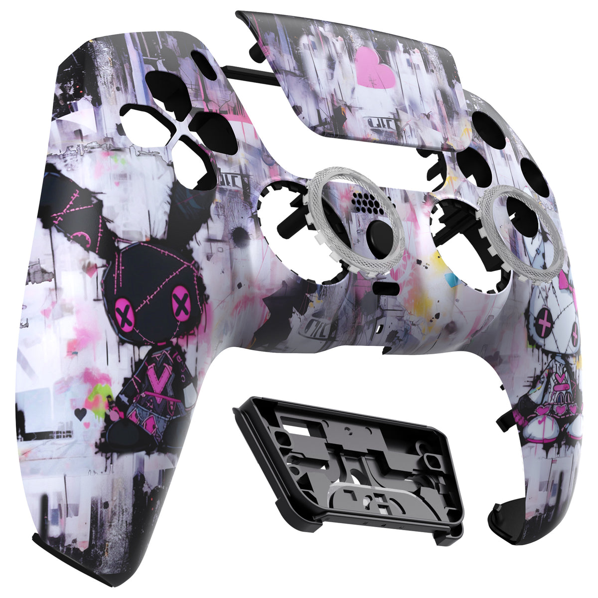 eXtremeRate LUNA Redesigned Replacement Front Shell with Touchpad Compatible with PS5 Controller BDM-010/020/030/040/050/060 - Lovely Punky Bunny
