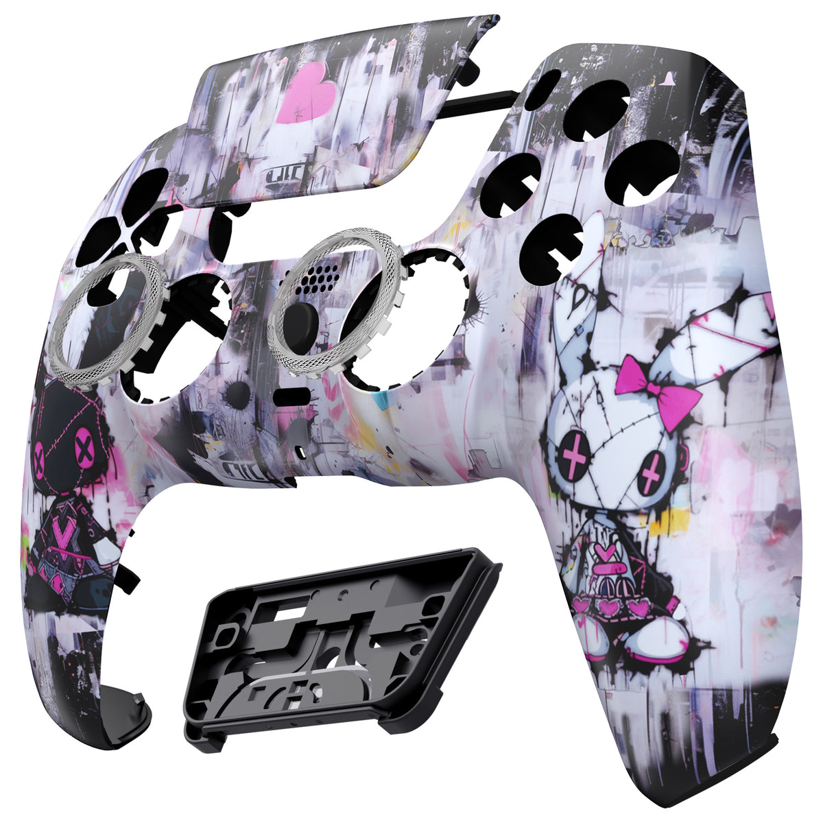 eXtremeRate LUNA Redesigned Replacement Front Shell with Touchpad Compatible with PS5 Controller BDM-010/020/030/040/050/060 - Lovely Punky Bunny