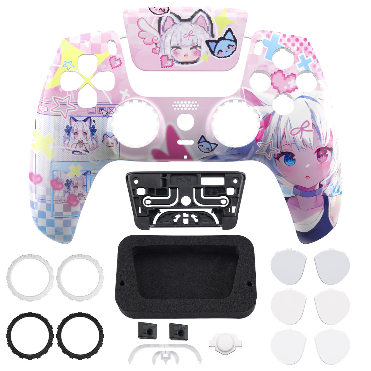 eXtremeRate LUNA Redesigned Replacement Front Shell with Touchpad Compatible with PS5 Controller BDM-010/020/030/040/050 - MeWoow