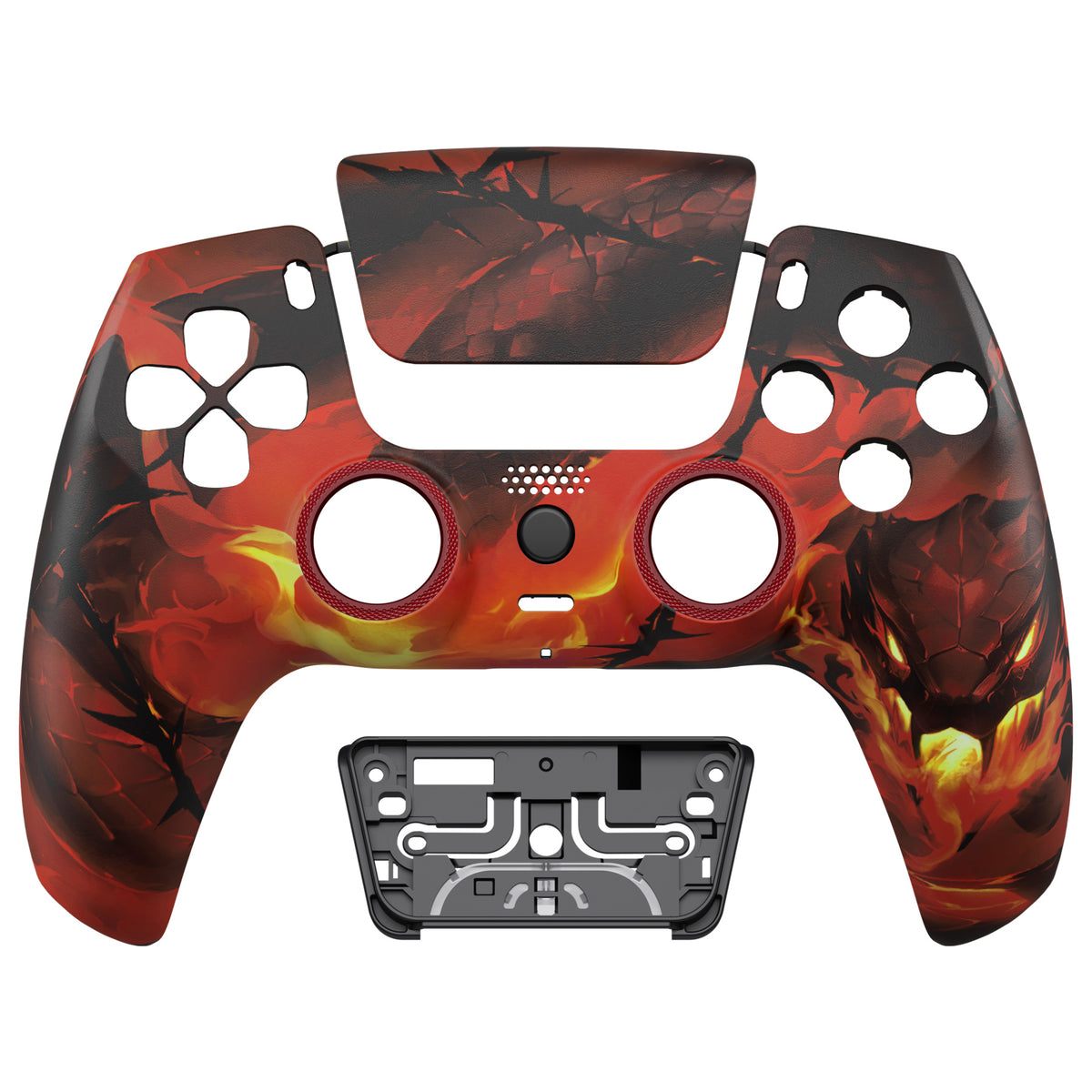 eXtremeRate LUNA Redesigned Replacement Front Shell with Touchpad Compatible with PS5 Controller BDM-010/020/030/040/050/060 - Purgatory Fire Serpent