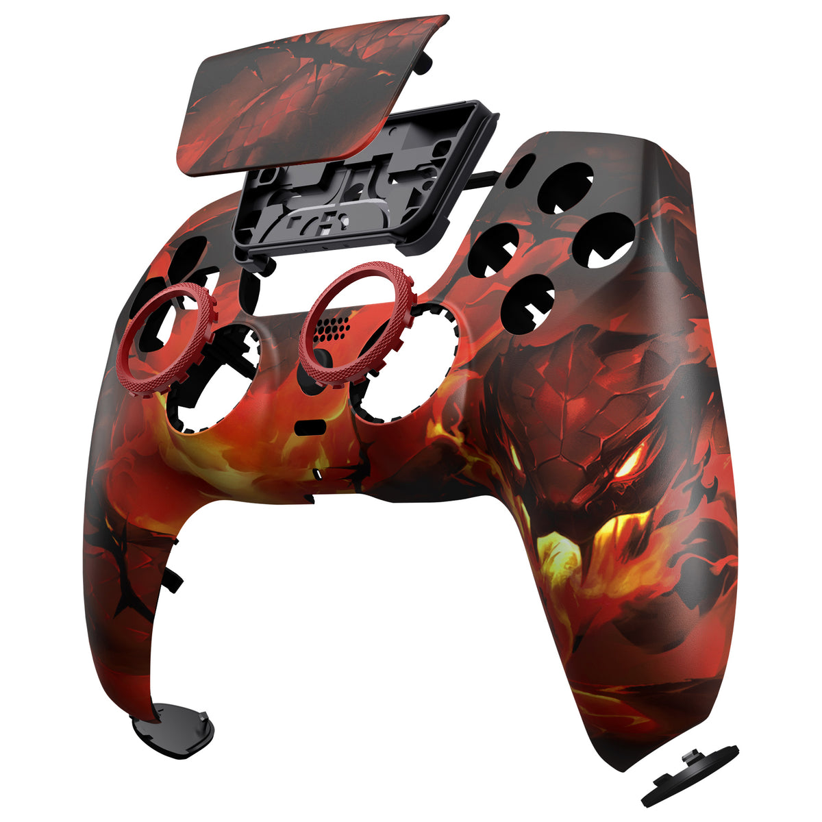 eXtremeRate LUNA Redesigned Replacement Front Shell with Touchpad Compatible with PS5 Controller BDM-010/020/030/040/050/060 - Purgatory Fire Serpent