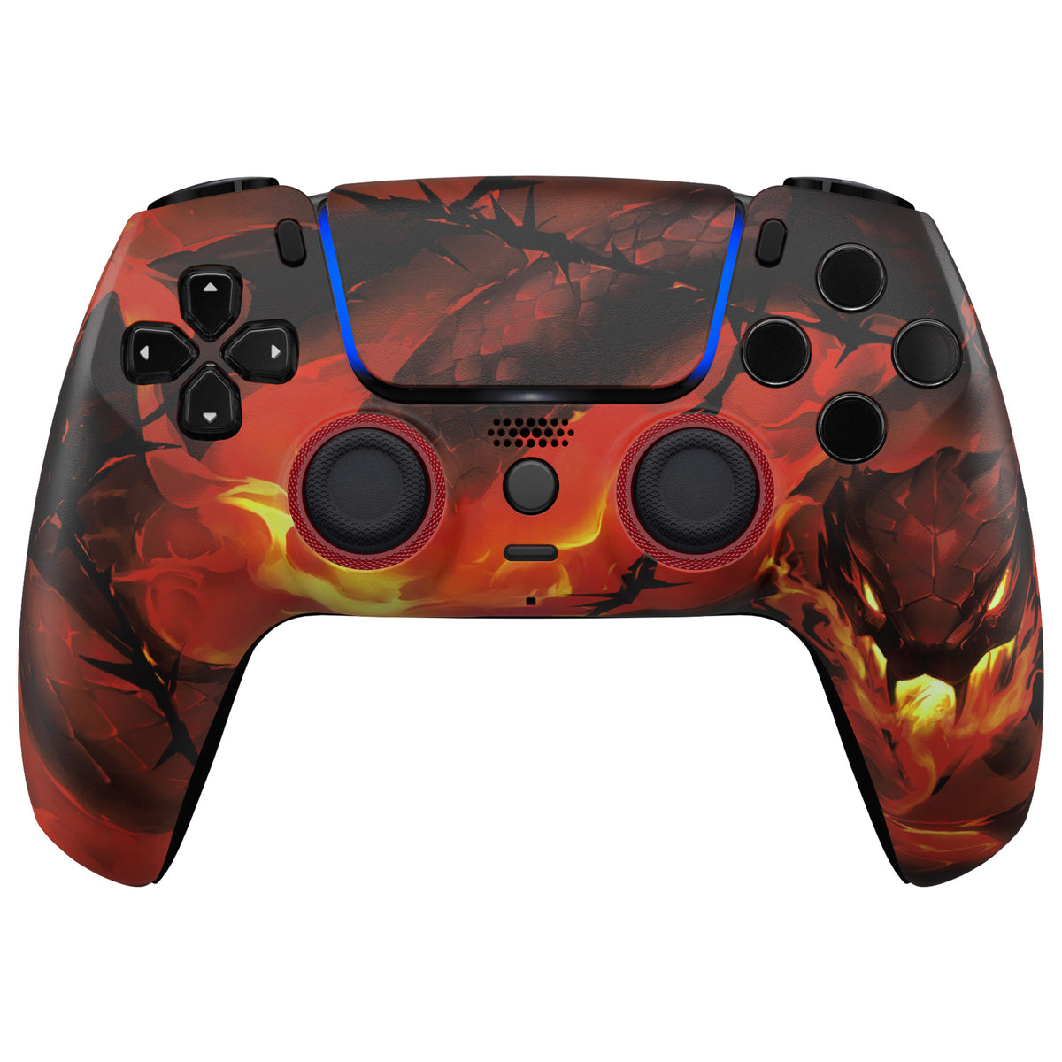 eXtremeRate LUNA Redesigned Replacement Front Shell with Touchpad Compatible with PS5 Controller BDM-010/020/030/040/050/060 - Purgatory Fire Serpent