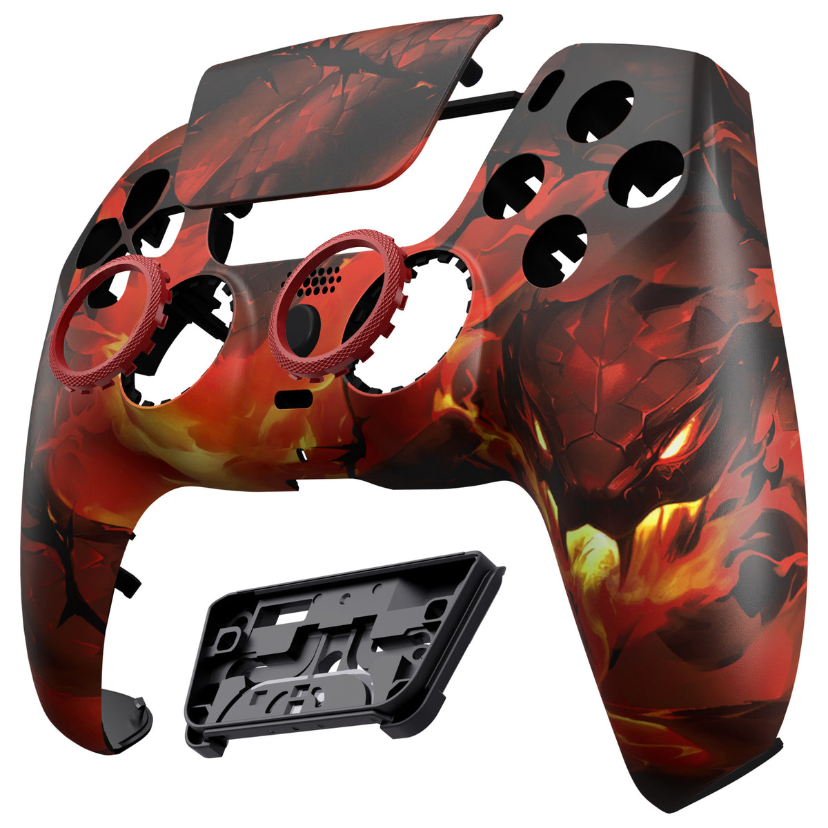 eXtremeRate LUNA Redesigned Replacement Front Shell with Touchpad Compatible with PS5 Controller BDM-010/020/030/040/050/060 - Purgatory Fire Serpent