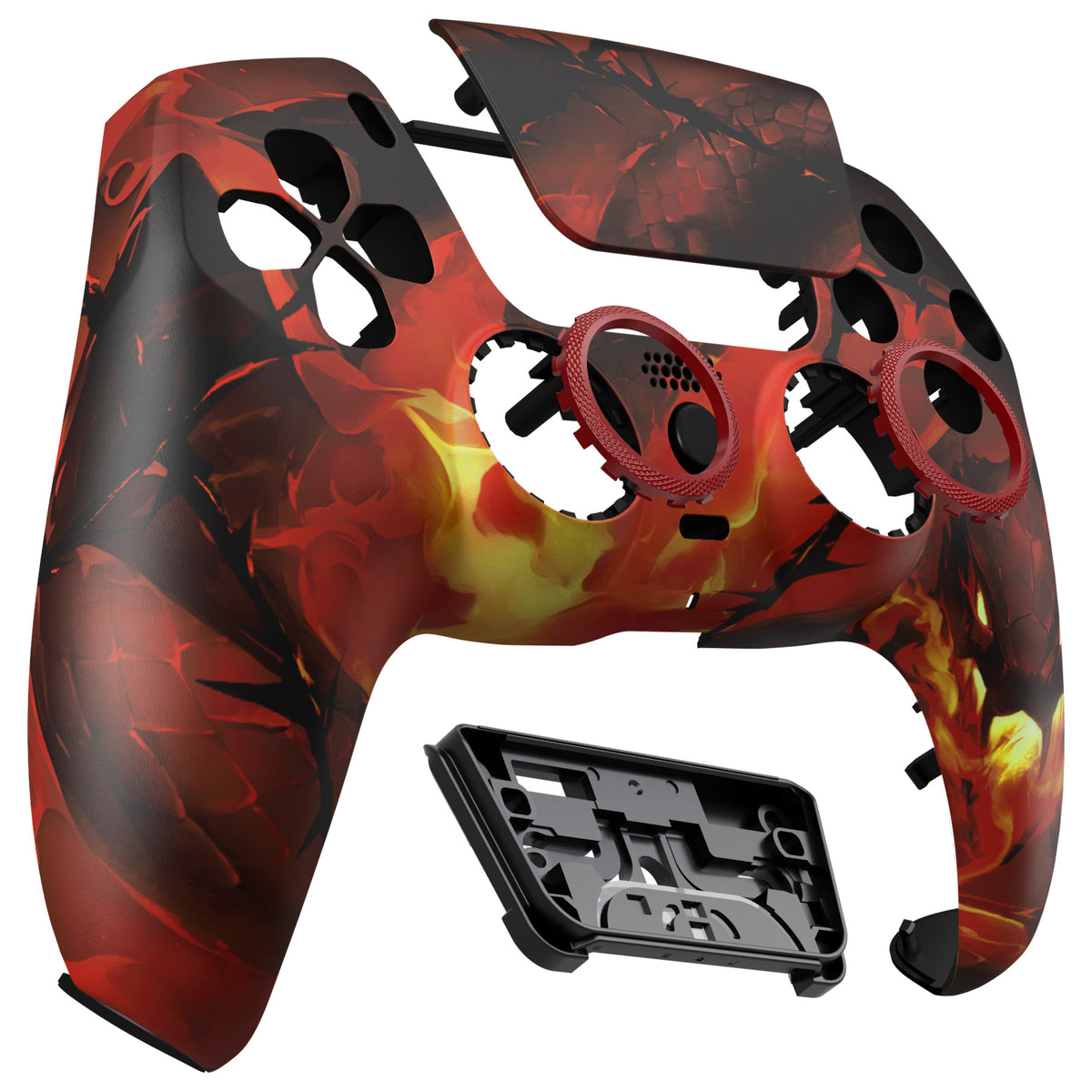 eXtremeRate LUNA Redesigned Replacement Front Shell with Touchpad Compatible with PS5 Controller BDM-010/020/030/040/050/060 - Purgatory Fire Serpent