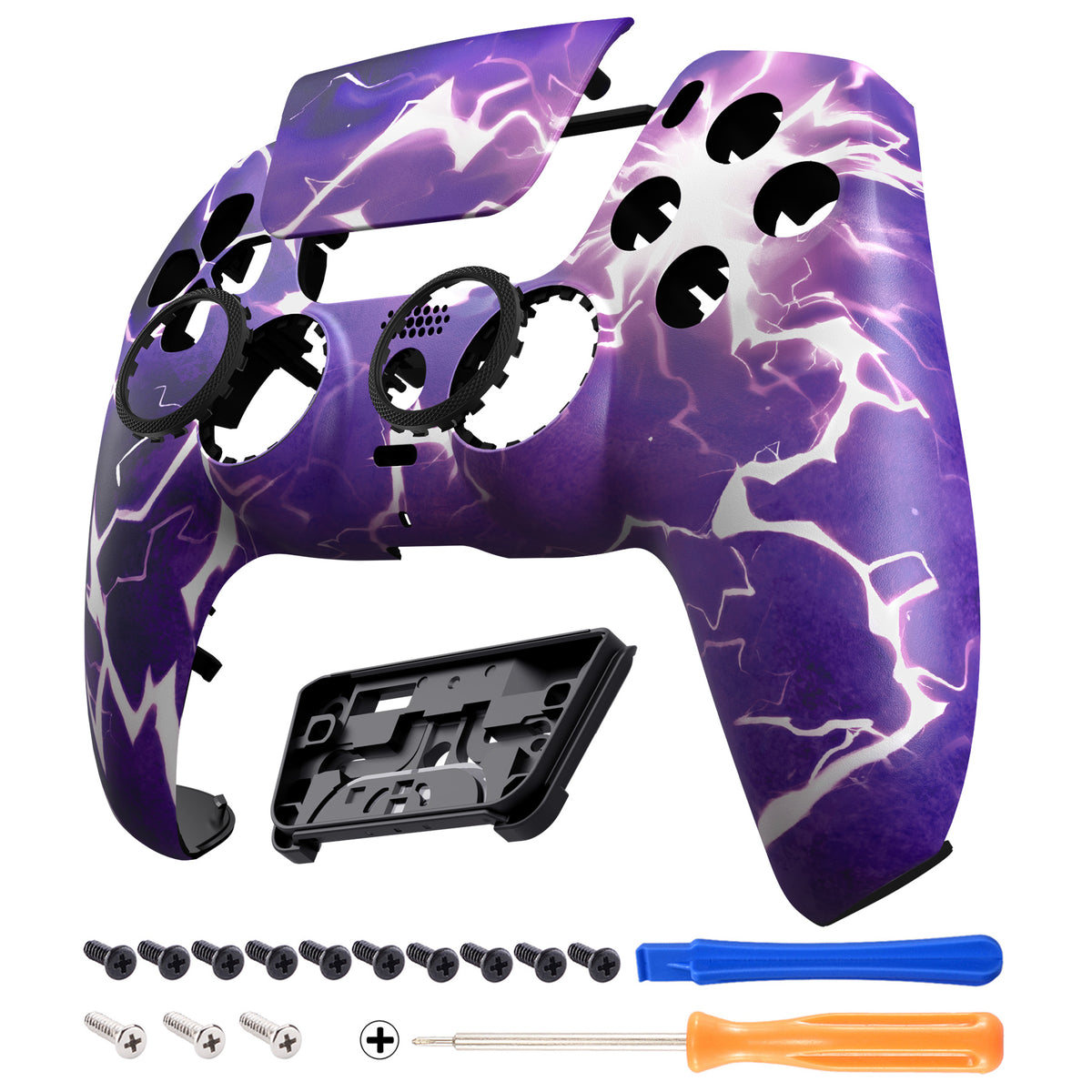 eXtremeRate LUNA Redesigned Replacement Front Shell with Touchpad Compatible with PS5 Controller BDM-010/020/030/040/050/060 - Thunder Magic