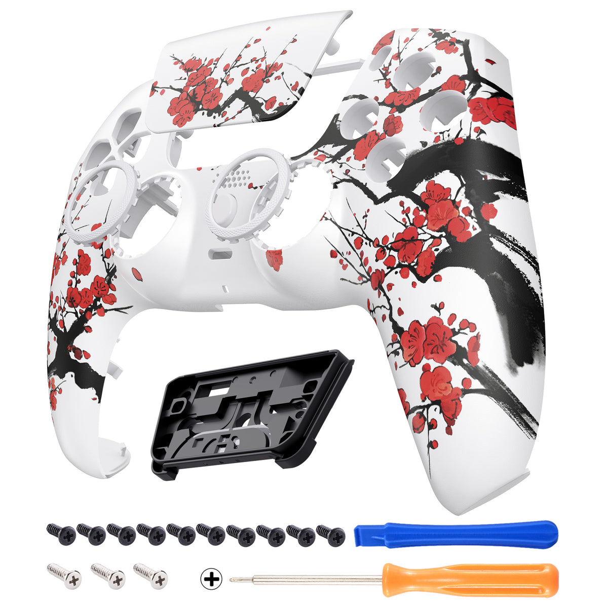 eXtremeRate LUNA Redesigned Replacement Front Shell with Touchpad Compatible with PS5 Controller BDM-010/020/030/040/050 - Winter Blossom
