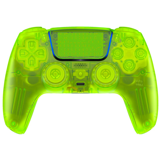 eXtremeRate LUNA Redesigned Replacement Full Set Shells with Buttons Compatible with PS5 Controller BDM-030/040/050 - Clear Lime Green