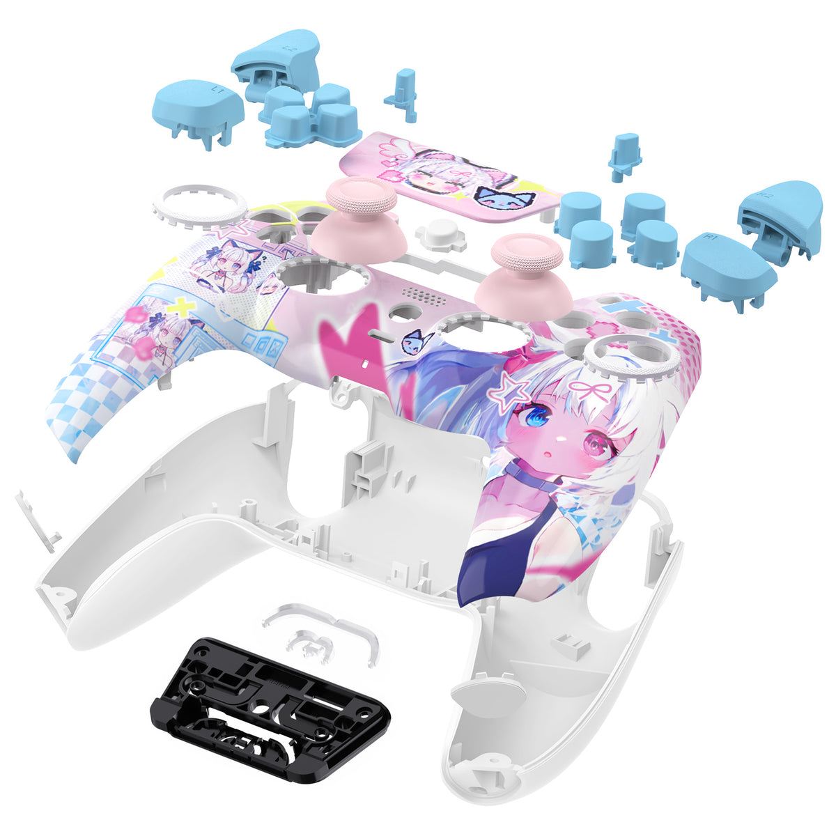 eXtremeRate LUNA Redesigned Replacement Full Set Shells with Buttons Compatible with PS5 Controller BDM-030/040/050 - MeWoow
