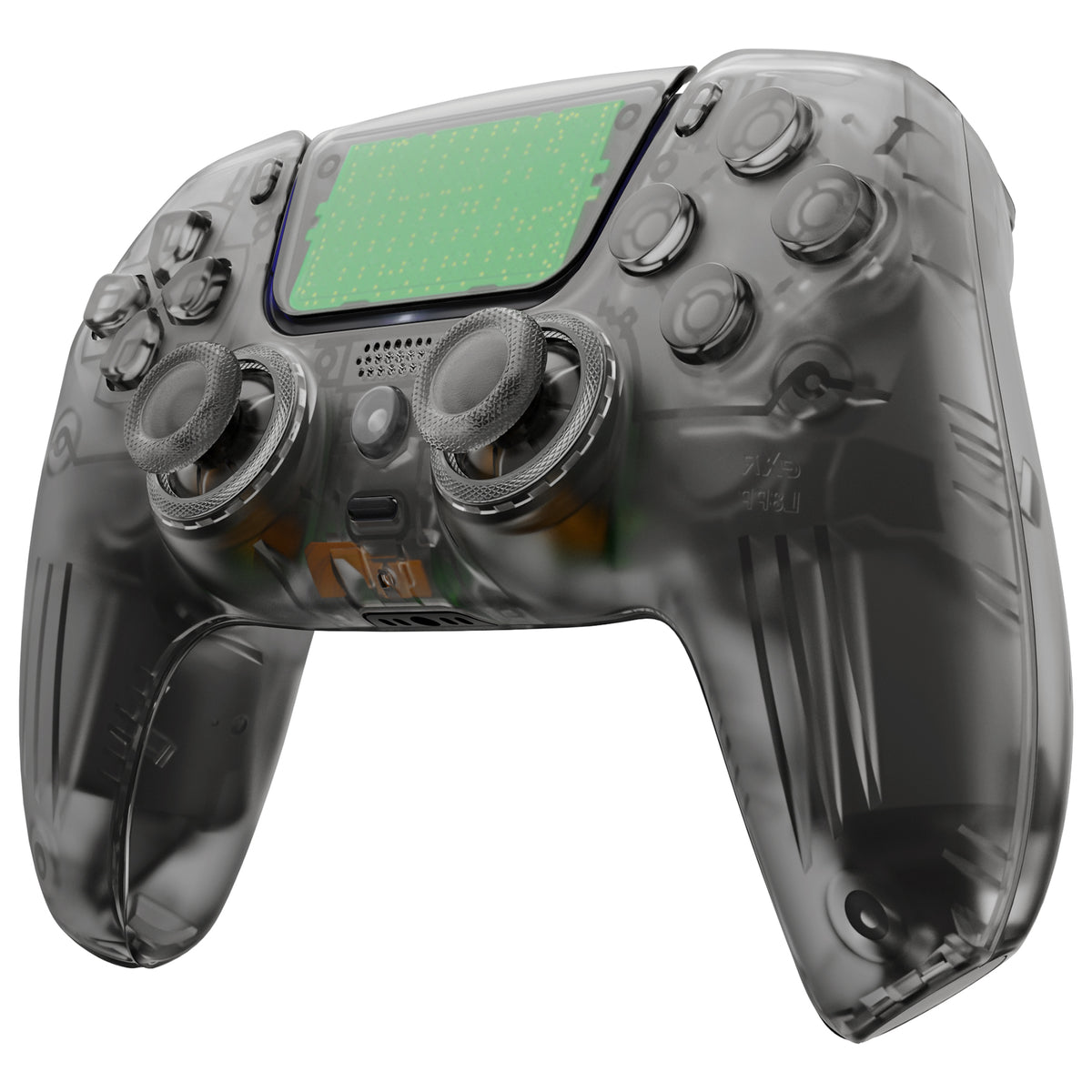 eXtremeRate LUNA Redesigned Replacement Full Set Shells with Buttons Compatible with PS5 Controller BDM-030/040/050/060 - Clear Black