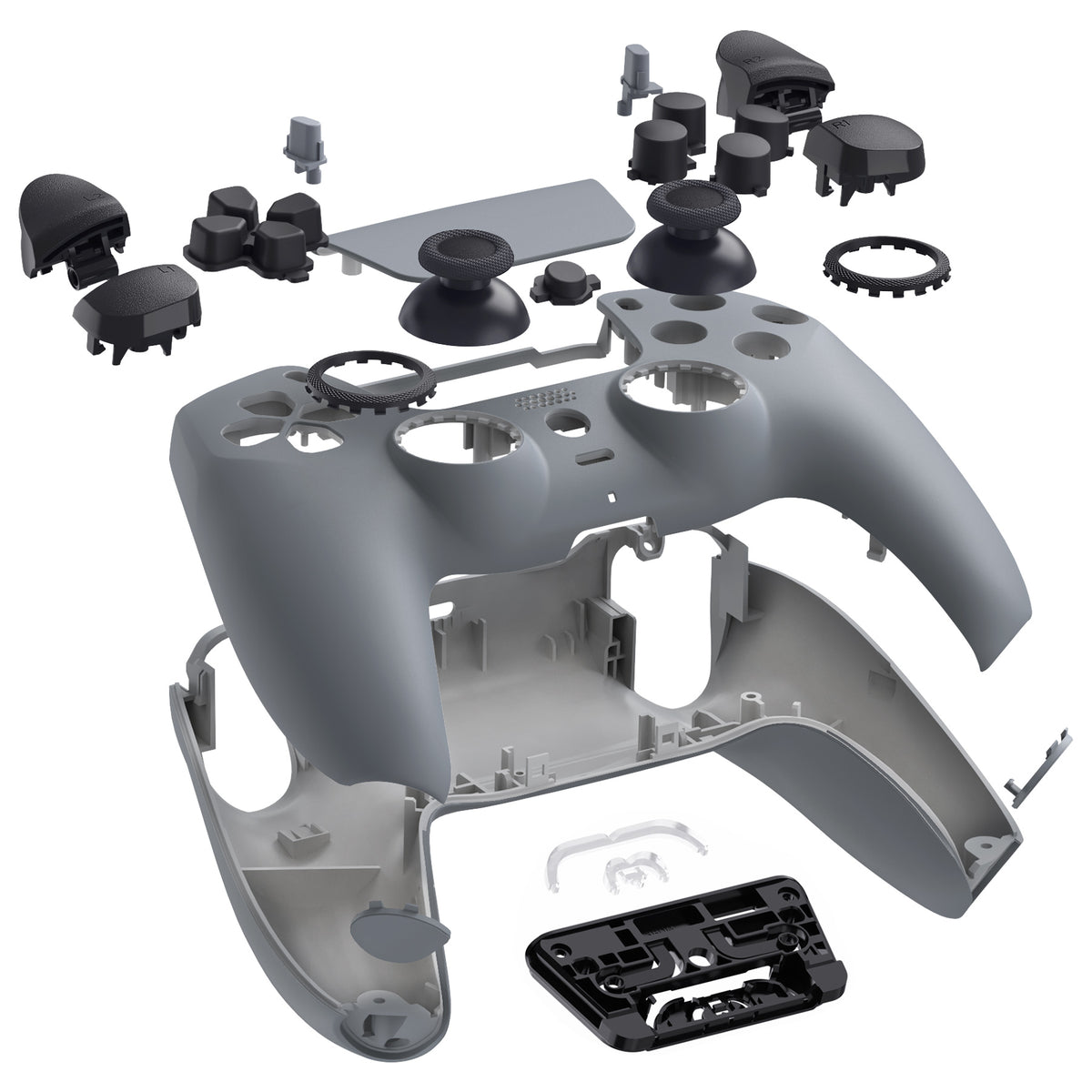 eXtremeRate LUNA Redesigned Replacement Full Set Shells with Buttons Compatible with PS5 Controller BDM-030/040/050 - New Hope Gray