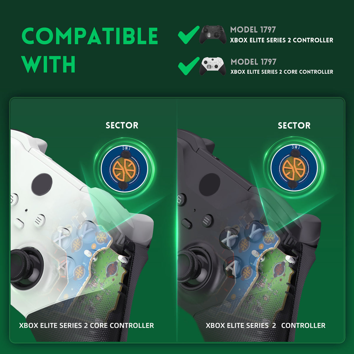 eXtremeRate Light Version - ABXY Clicky Kit for Xbox Elite Series 2 & Elite 2 Core Controller (Model 1797)