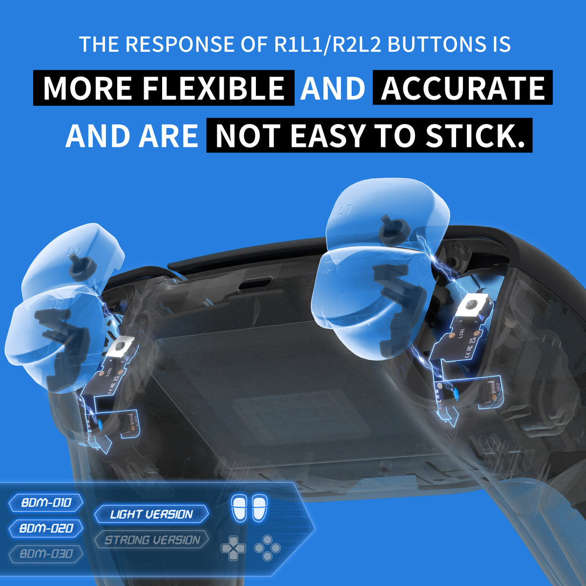 eXtremeRate Micro Switch - Light Version Tactile Clicky Hair Trigger Kit V2 for PS5 Controller BDM-010/020 Shoulder Buttons, Ergonomic Micro Switches L2R2 Tactile L1R1 Mouse Click for PS5 Controller