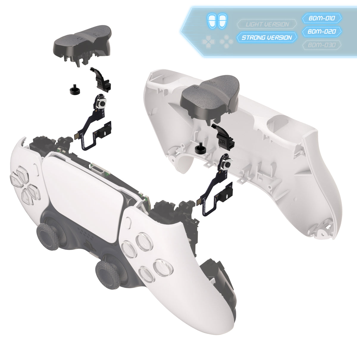 eXtremeRate Micro Switch - Strong Version Tactile Clicky Hair Trigger Kit V2 for PS5 Controller BDM-010/020 Shoulder Buttons, Ergonomic Micro Switches L2R2 Tactile L1R1 Mouse Click for PS5 Controller
