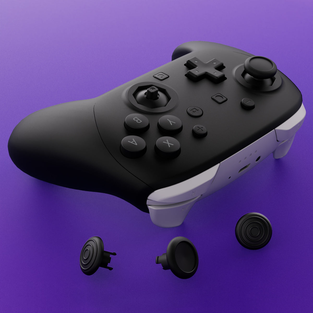 eXtremeRate Octagonal Gated Sticks Design Faceplate Shell with ThumbsGear Thumbsticks for Nintendo Switch 2 Pro Controller - Black