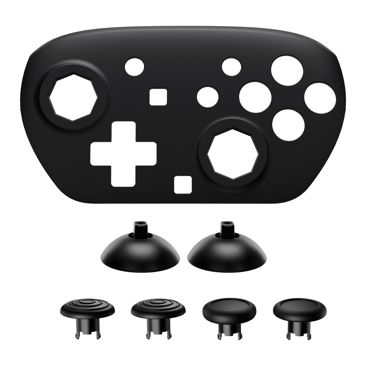 eXtremeRate Octagonal Gated Sticks Design Faceplate Shell with ThumbsGear Thumbsticks for Nintendo Switch 2 Pro Controller - Black