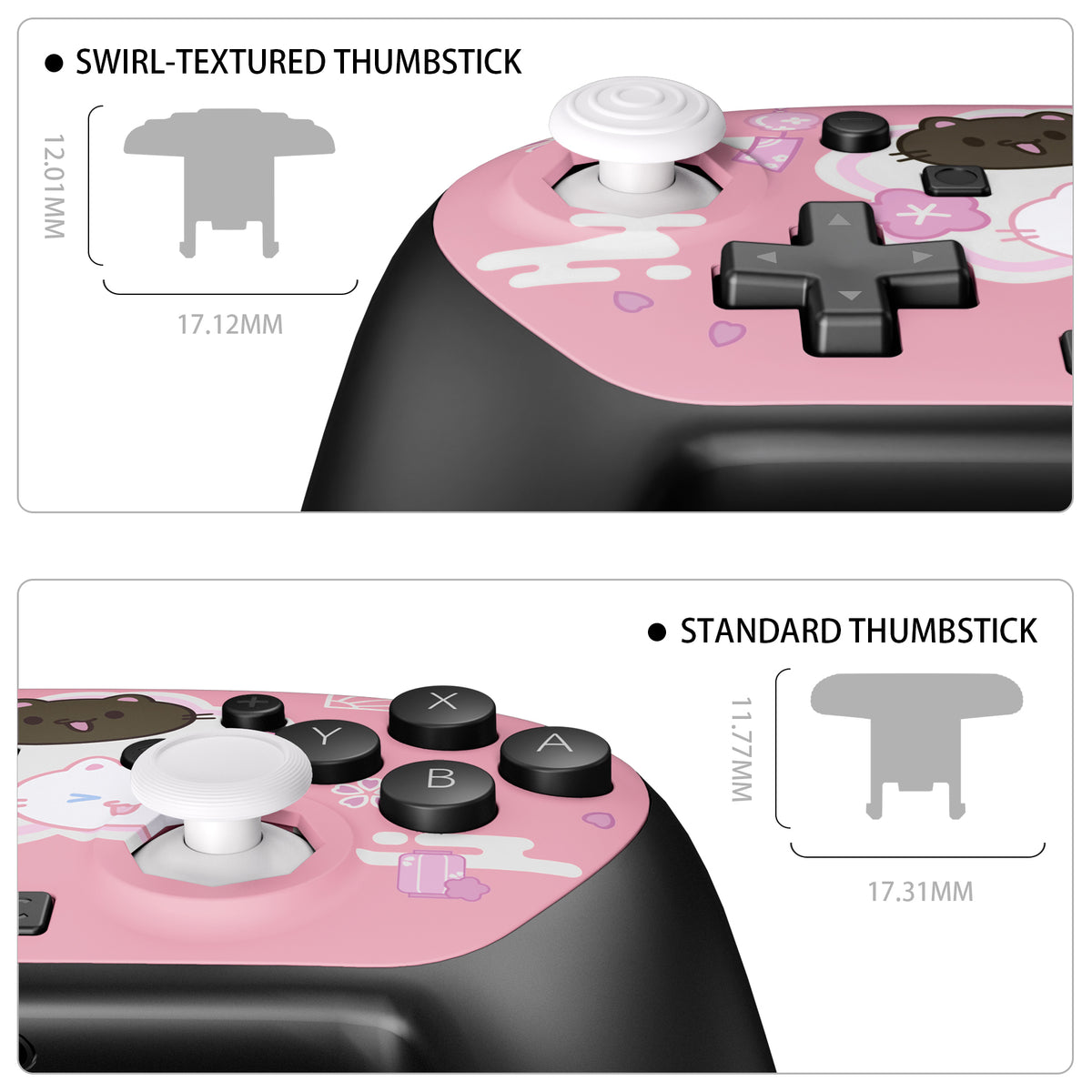 eXtremeRate Octagonal Gated Sticks Design Faceplate Shell with ThumbsGear Thumbsticks for Nintendo Switch 2 Pro Controller - Cherry Blossoms Kitten