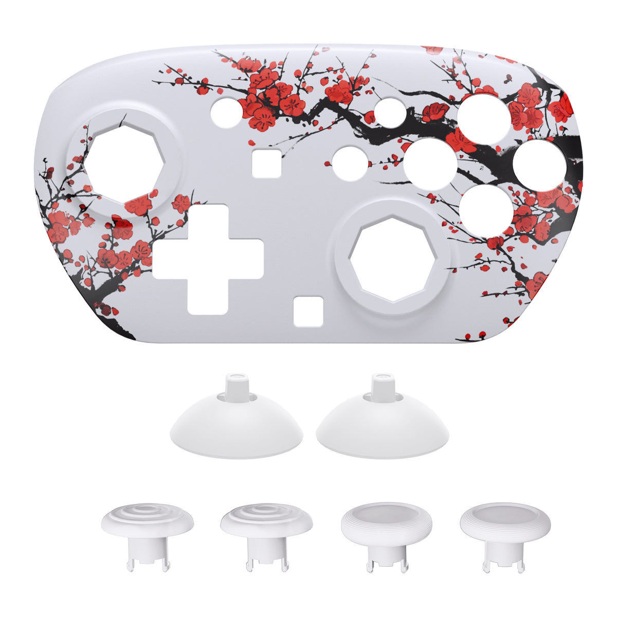 eXtremeRate Octagonal Gated Sticks Design Faceplate Shell with ThumbsGear Thumbsticks for Nintendo Switch 2 Pro Controller - Winter Blossom