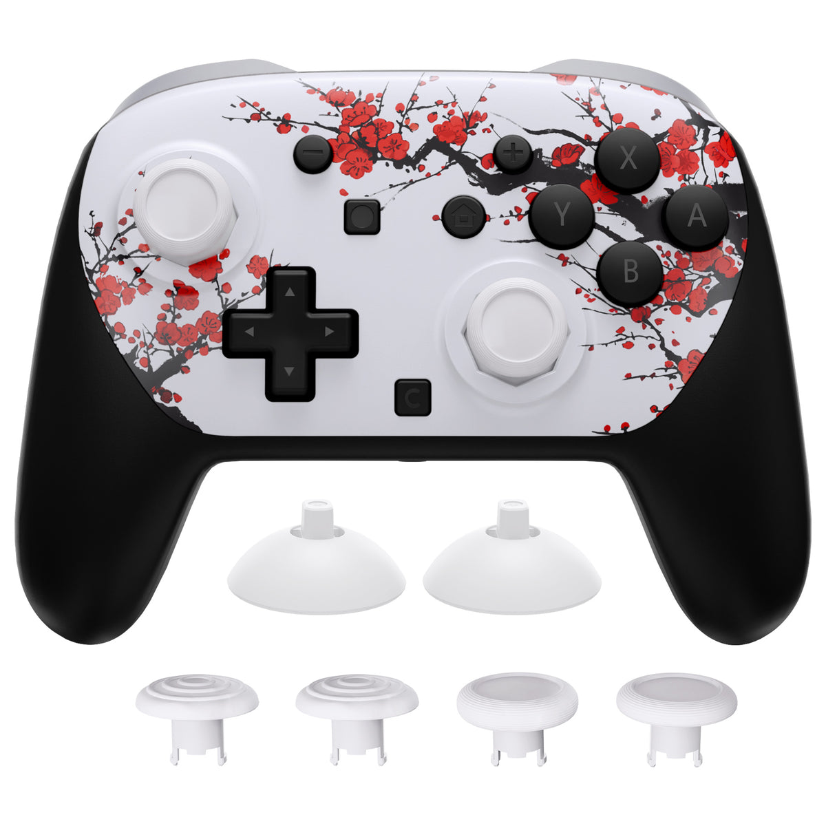 eXtremeRate Octagonal Gated Sticks Design Faceplate Shell with ThumbsGear Thumbsticks for Nintendo Switch 2 Pro Controller - Winter Blossom
