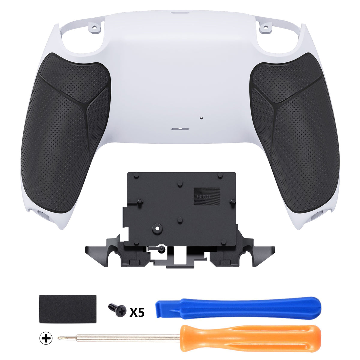 eXtremeRate Performance Grip Replacement Back Housing Bottom Shell for PS5 Controller BDM-010/020/030/040/050/060 - Rubberized Black White