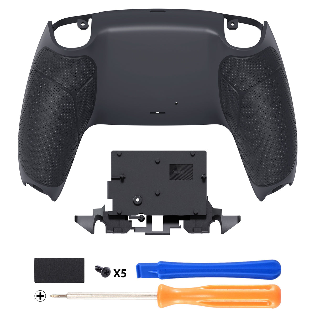 eXtremeRate Performance Grip Replacement Back Housing Bottom Shell for PS5 Controller BDM-010/020/030/040/050/060 - Rubberized Classic Gray & Dark Gray