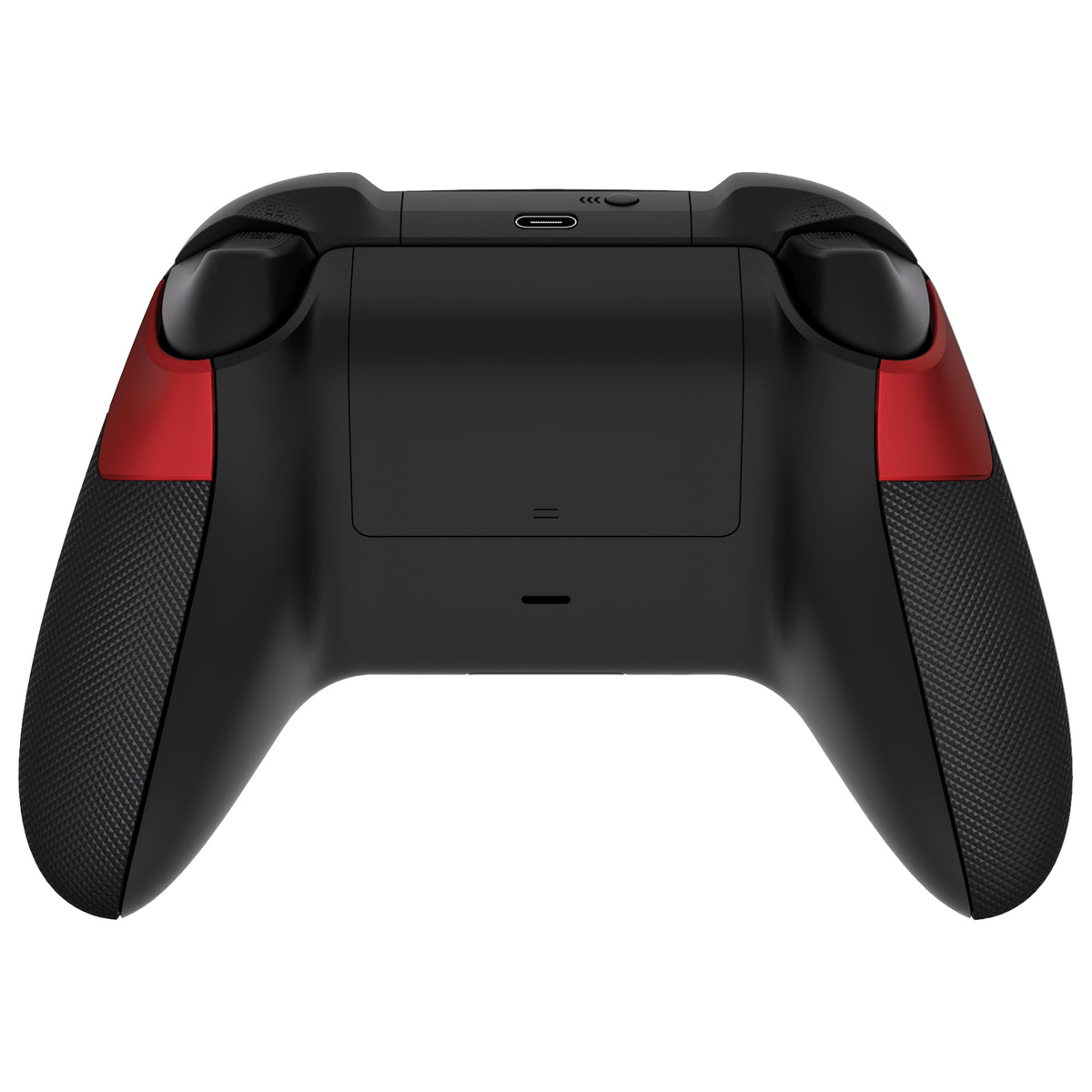 eXtremeRate Performance Non-Slip Texture Rubberized Grips Replacement Back Panels for Xbox Series X & S Controller - Rubberized Scarlet Red & Black eXtremeRate