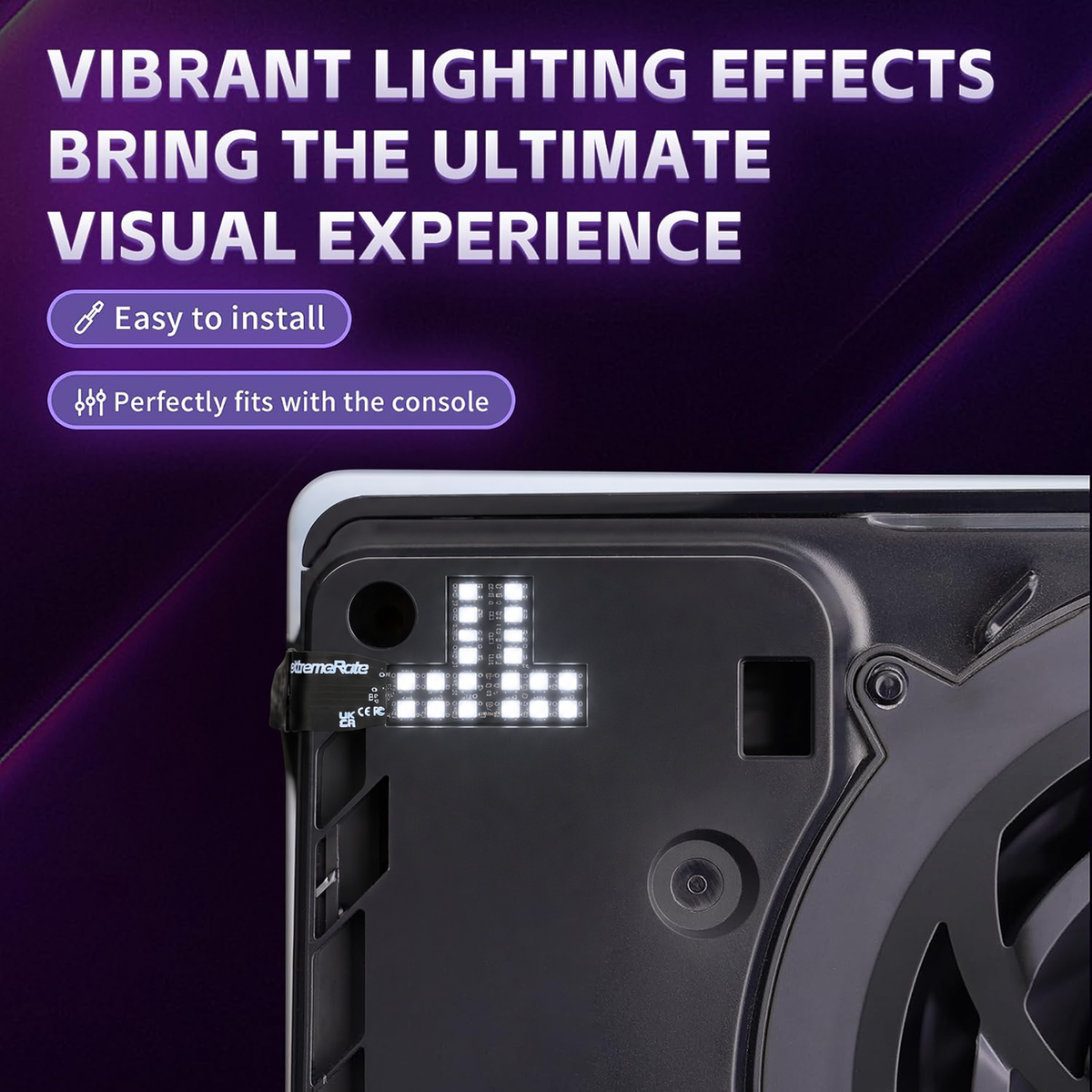 eXtremeRate RGB RAINBOW Logo LED Kit for PS5 Slim/Pro Disc & Digital Console - 7 Colors 40 Effects