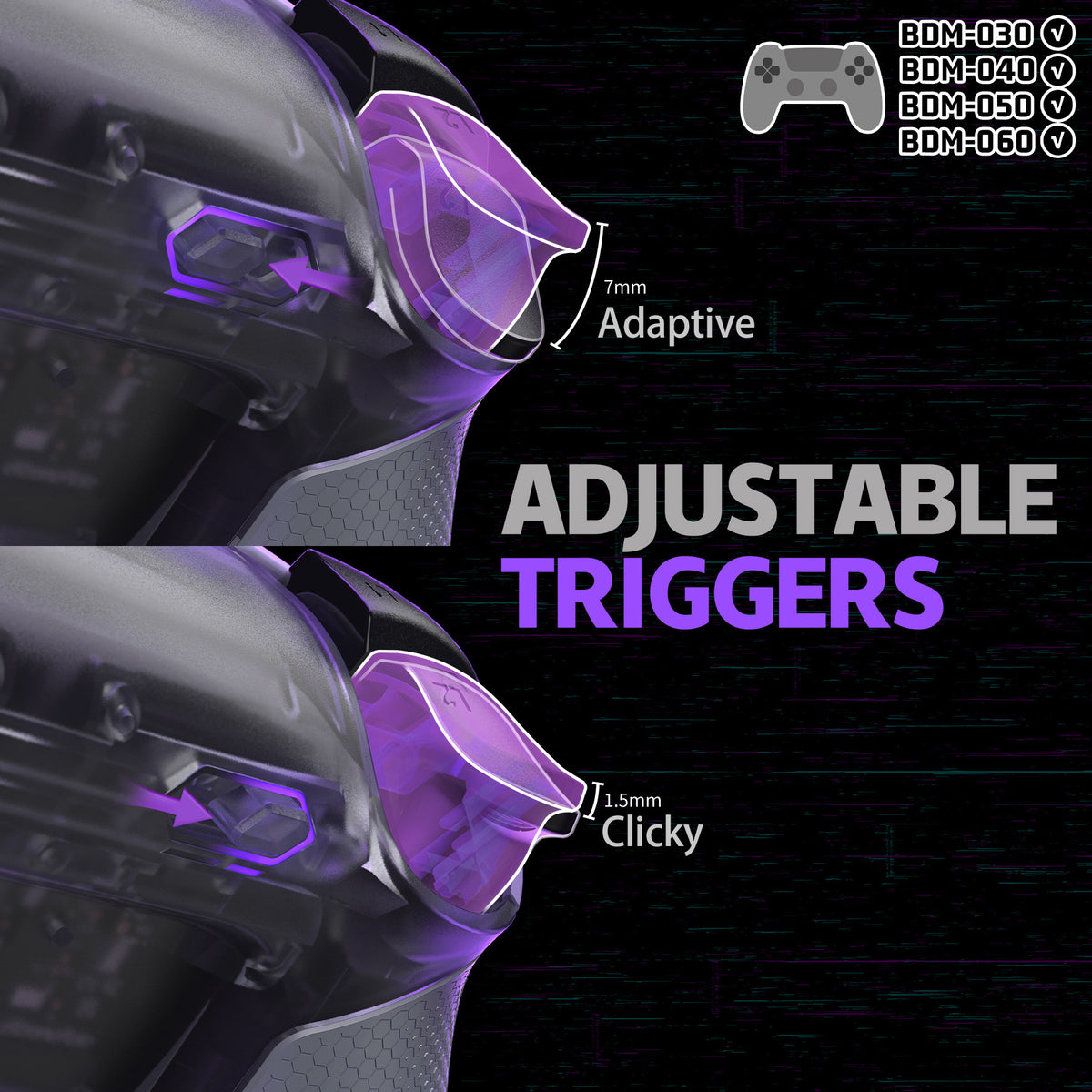 eXtremeRate RISE4 Plus MAX Back Paddles Kit with Clicky Trigger Stops & Rubberized Grip for PS5 Controller BDM-030/040/050/060 - Clear & Gray