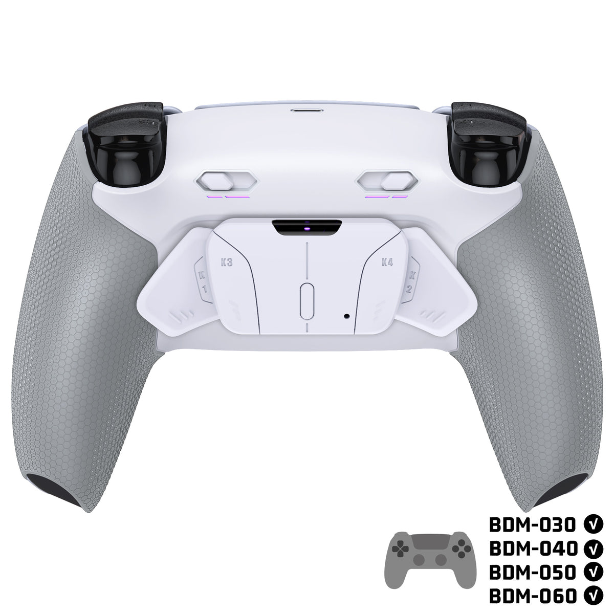 eXtremeRate RISE4 Plus MAX Back Paddles Kit with Clicky Trigger Stops & Rubberized Grip for PS5 Controller BDM-030/040/050/060 - White Gray