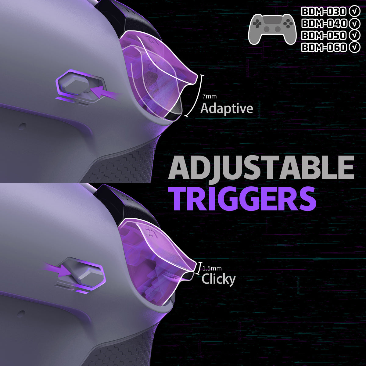 eXtremeRate RISE4 Plus MAX Back Paddles Kit with Clicky Trigger Stops & Rubberized Grip for PS5 Controller BDM-030/040/050/060 - New Hope Gray & Classic Gray