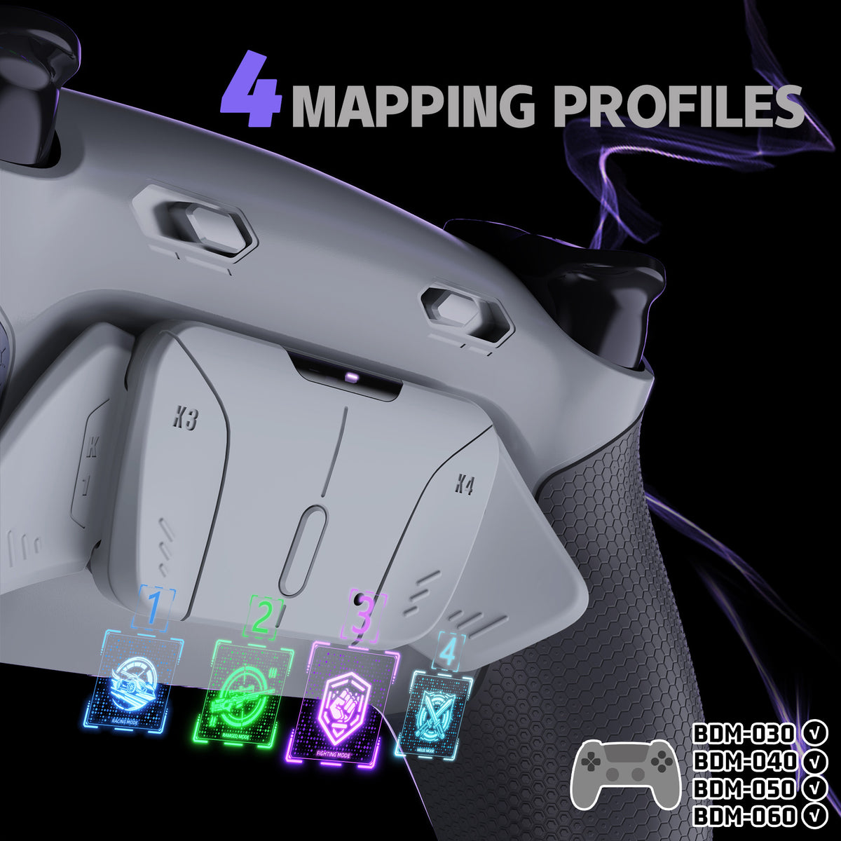 eXtremeRate RISE4 Plus MAX Back Paddles Kit with Clicky Trigger Stops & Rubberized Grip for PS5 Controller BDM-030/040/050/060 - New Hope Gray & Classic Gray