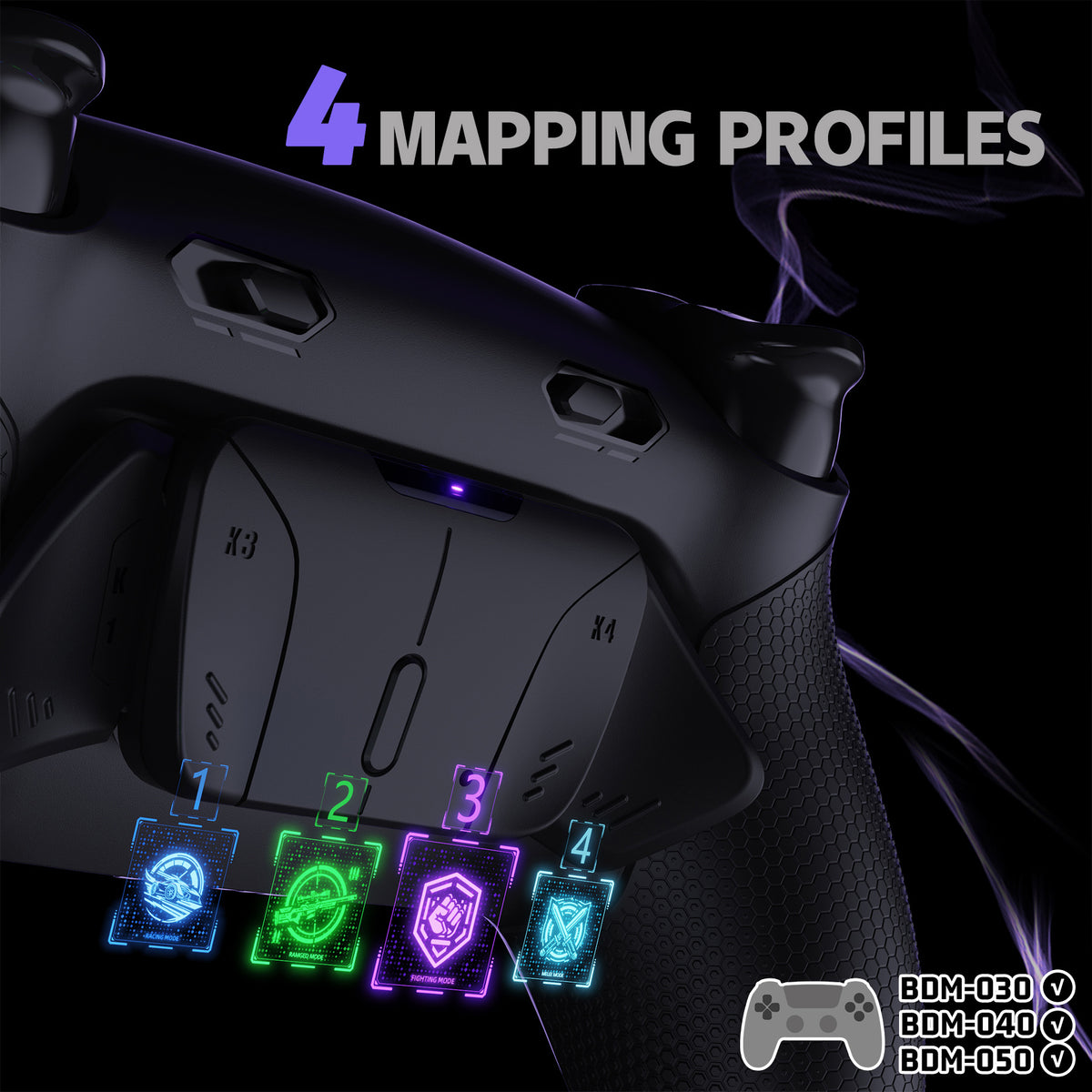 eXtremeRate RISE4 Plus MAX Back Paddles Kit with Clicky Trigger Stops & Rubberized Grip for PS5 Controller BDM-030/040/050 - Black