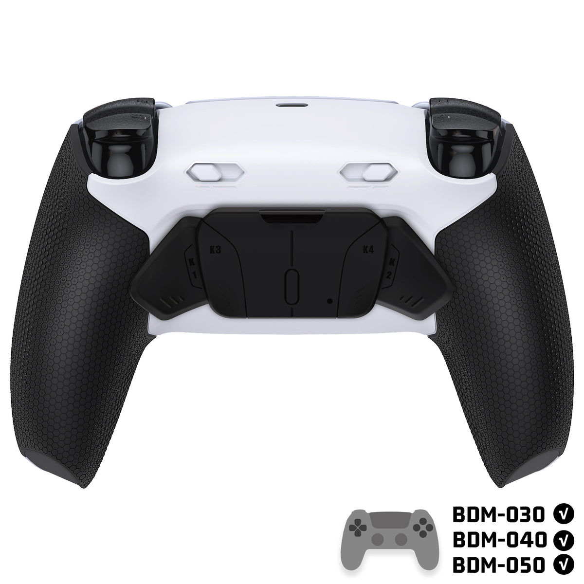 eXtremeRate RISE4 Plus MAX Back Paddles Kit with Clicky Trigger Stops & Rubberized Grip for PS5 Controller BDM-030/040/050 - White Black - Black