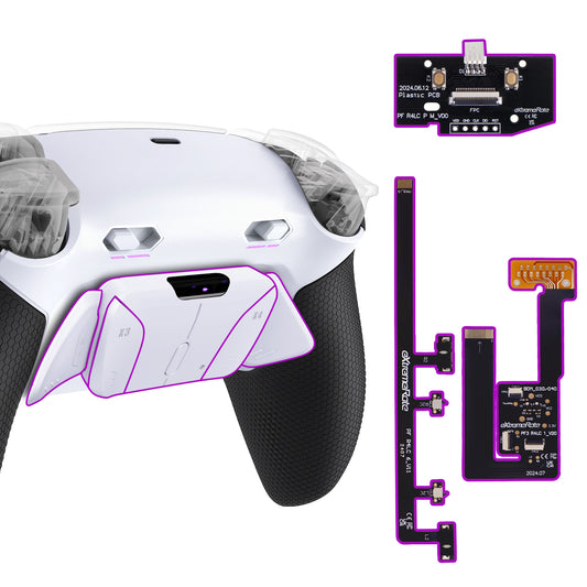 eXtremeRate RISE4 Plus MAX Back Paddles Kit with Clicky Trigger Stops & Rubberized Grip for PS5 Controller BDM-030/040/050 - White Black - White