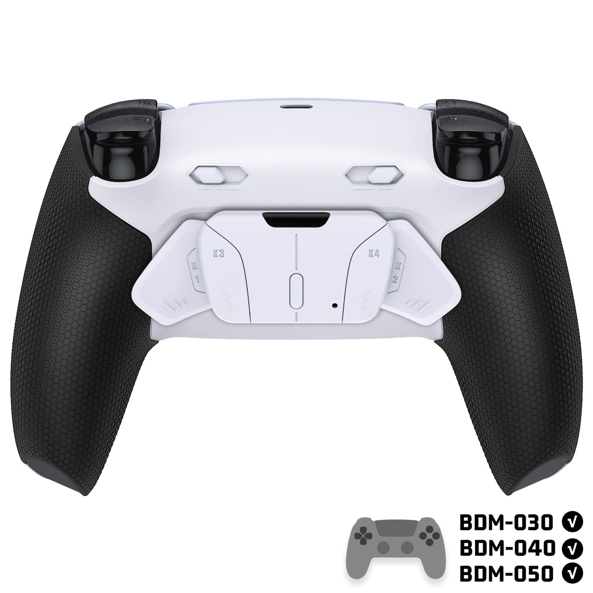 eXtremeRate RISE4 Plus MAX Back Paddles Kit with Clicky Trigger Stops & Rubberized Grip for PS5 Controller BDM-030/040/050 - White Black - White