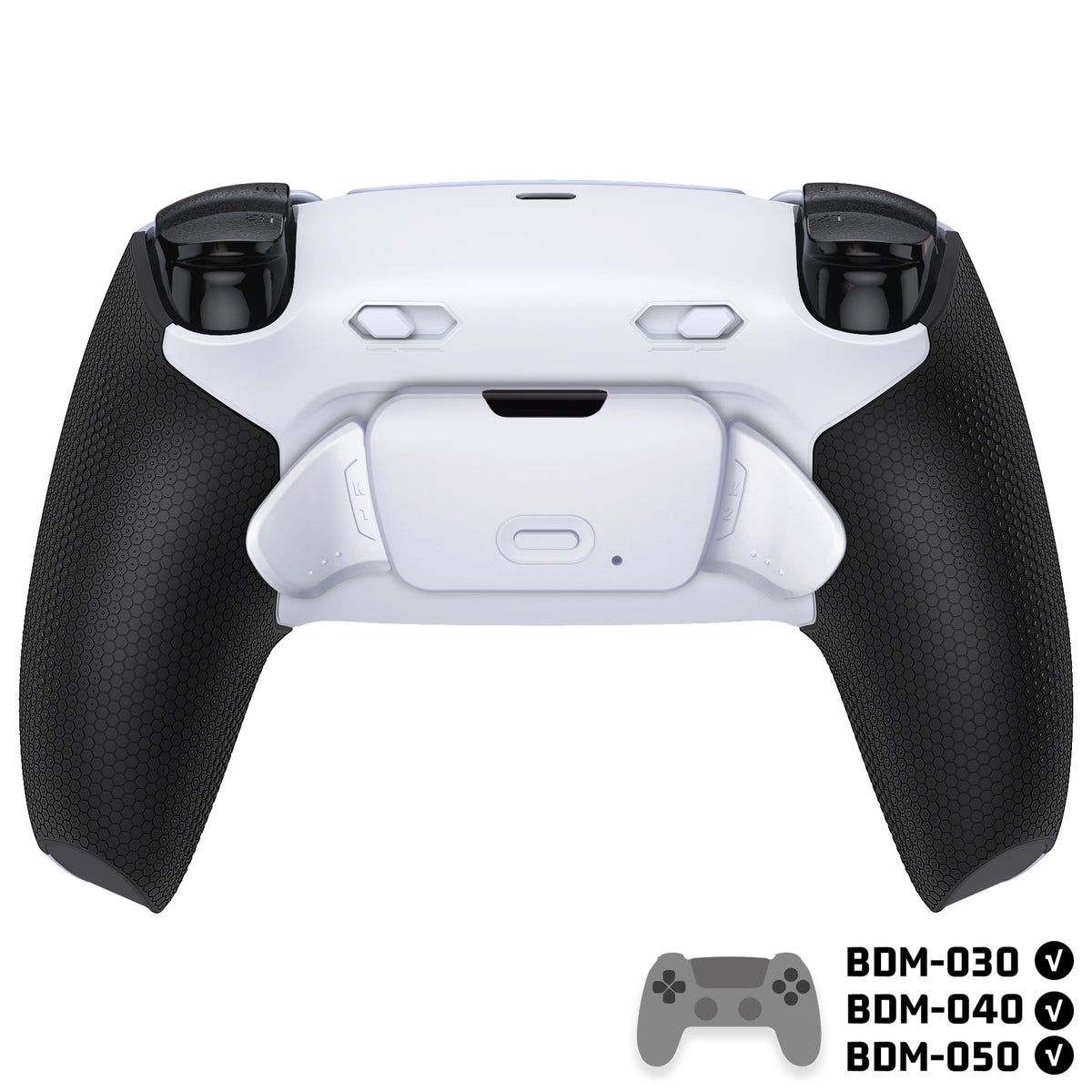 eXtremeRate RISE Plus MAX Back Paddles Kit with Clicky Trigger Stops & Rubberized Grip for PS5 Controller BDM-030/040/050 - White Black - White