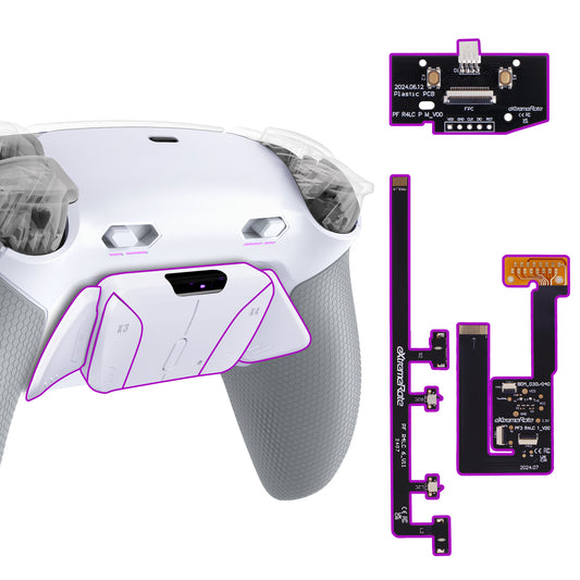 eXtremeRate RISE4 Plus MAX Back Paddles Kit with Clicky Trigger Stops & Rubberized Grip for PS5 Controller BDM-030/040/050 - White Gray