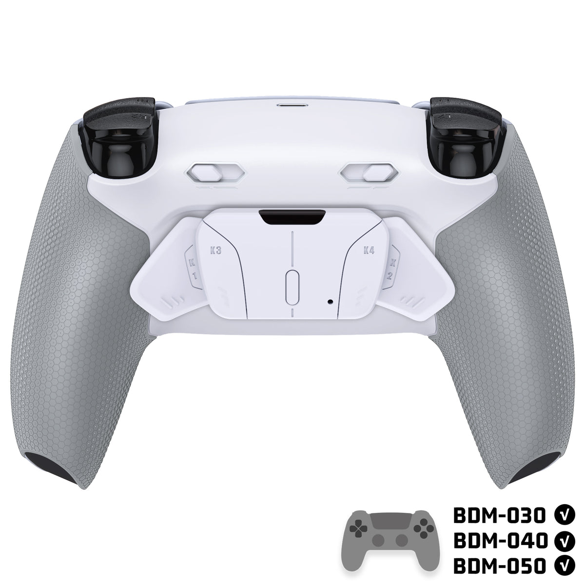 eXtremeRate RISE4 Plus MAX Back Paddles Kit with Clicky Trigger Stops & Rubberized Grip for PS5 Controller BDM-030/040/050 - White Gray