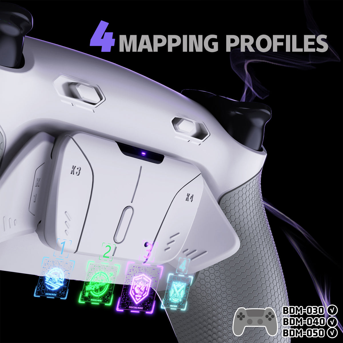 eXtremeRate RISE4 Plus MAX Back Paddles Kit with Clicky Trigger Stops & Rubberized Grip for PS5 Controller BDM-030/040/050 - White Gray