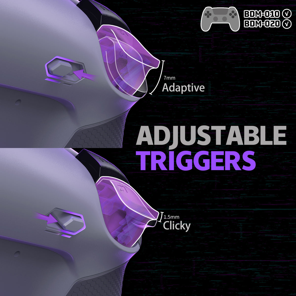eXtremeRate RISE Plus MAX Back Paddles Kit with Clicky Trigger Stops & Rubberized Grip for PS5 Controller BDM-010/020 - New Hope Gray & Classic Gray