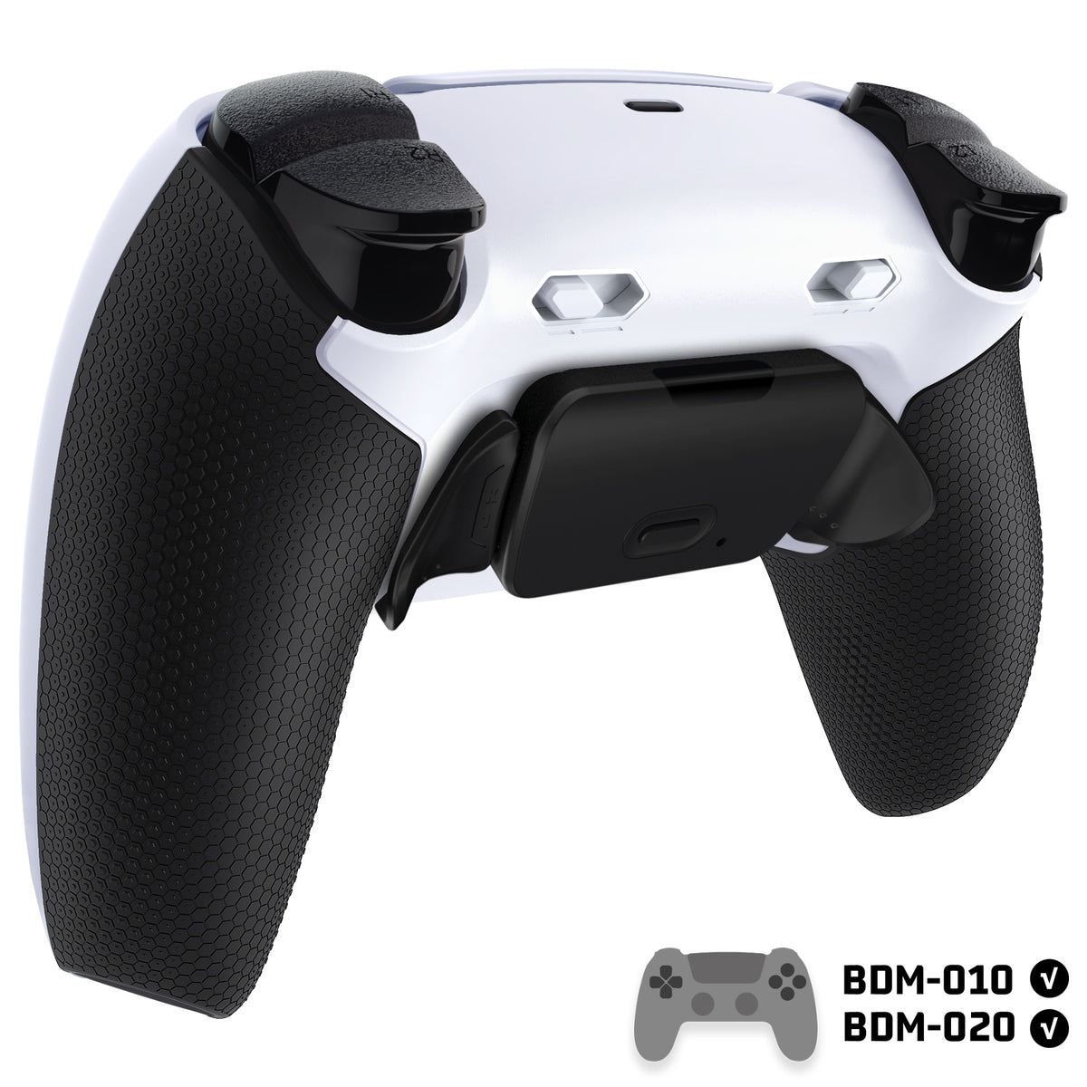eXtremeRate RISE Plus MAX Back Paddles Kit with Clicky Trigger Stops & Rubberized Grip for PS5 Controller BDM-010/020 - White Black - Black