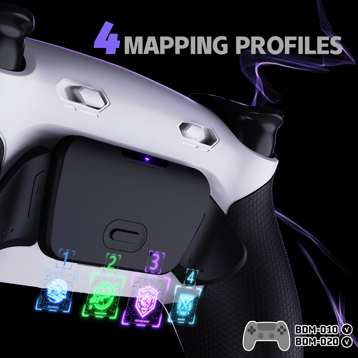 eXtremeRate RISE Plus MAX Back Paddles Kit with Clicky Trigger Stops & Rubberized Grip for PS5 Controller BDM-010/020 - White Black - Black