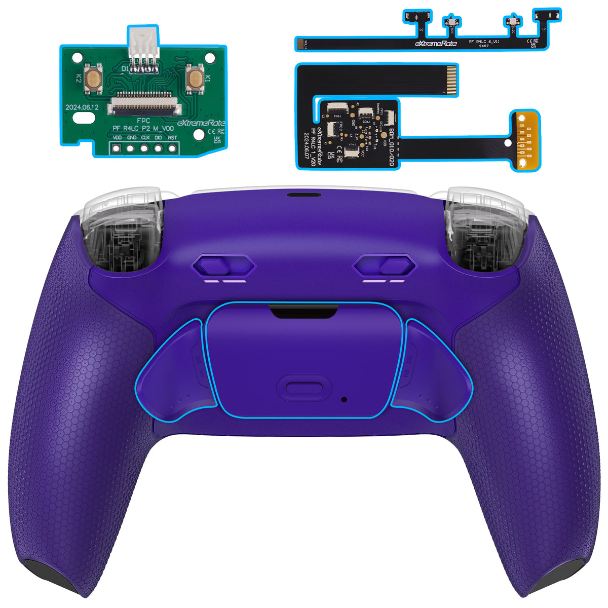 eXtremeRate RISE Plus MAX Back Paddles Kit with Clicky Trigger Stops & Rubberized Grip for PS5 Controller BDM-010/020 - Galactic Purple