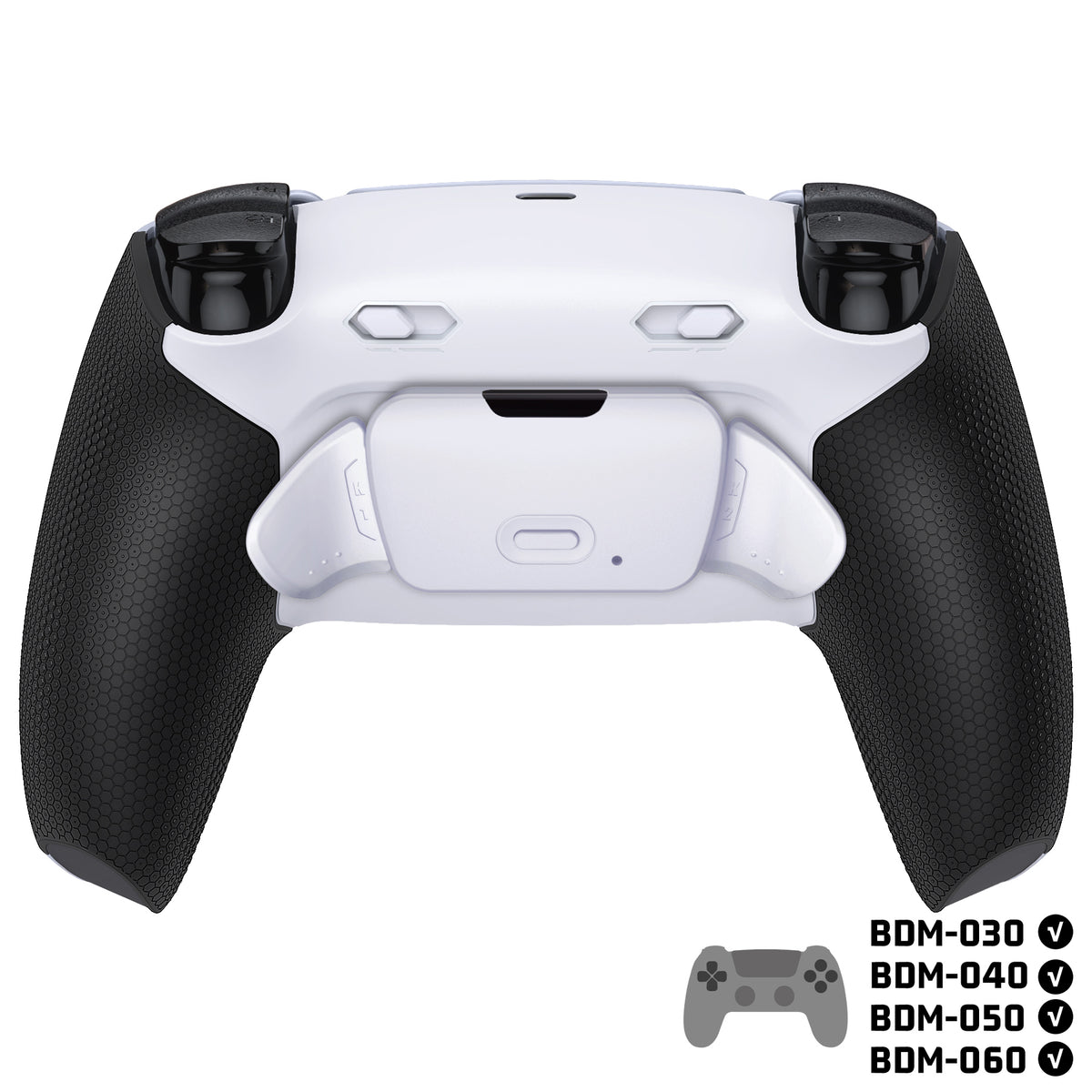 eXtremeRate RISE Plus MAX Back Paddles Kit with Clicky Trigger Stops & Rubberized Grip for PS5 Controller BDM-030/040/050/060 - White Black - White